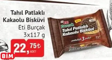 ETİ BURÇAK TAHIL PATLAKLI KAKAOLU BİSKÜVİ
